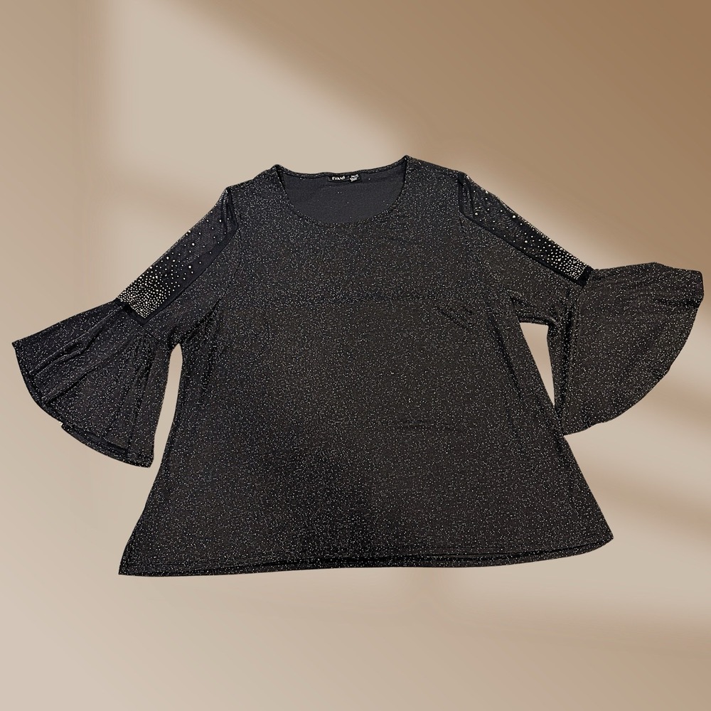 Evans Women's "Take Me Out" Top Plus Size 26/28 Elegant Sparkle Chic Blouse